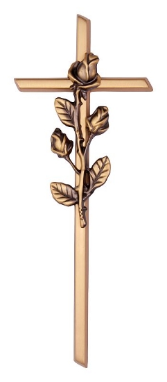 Obrázek K01530b Křížek klasický s růží 29,5x11,5, bronz
